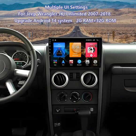 Jeep Wrangler JK 2007–2018 10.2” Android 14 Touchscreen Radio – Wireless - Picture 7 of 8